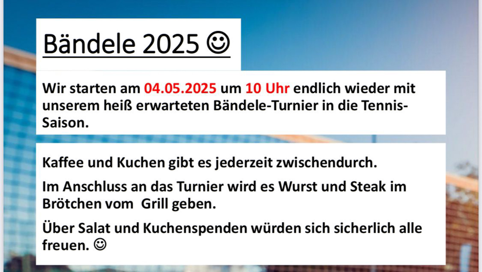 Bändelesturnier am 4. Mai 2025