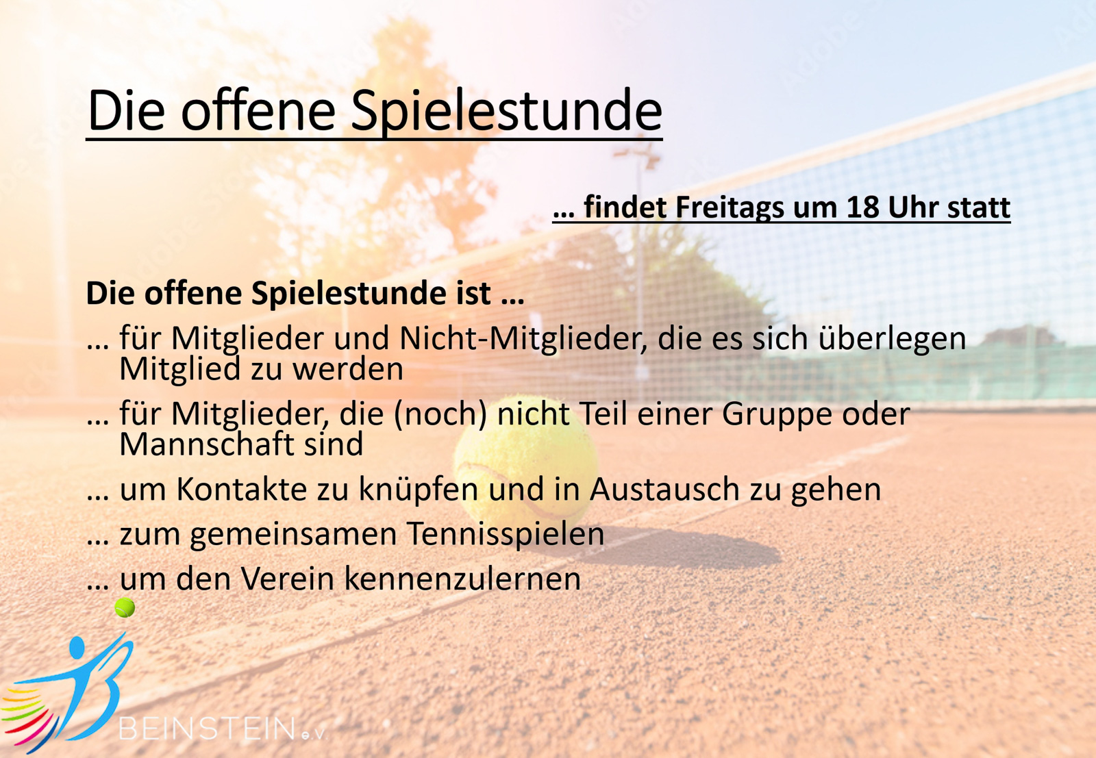 Lust auf Tennis? Offene Spielestunde zum Schnuppern und Kontakte knüpfen